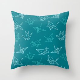 Paper cranes origami blue Throw Pillow