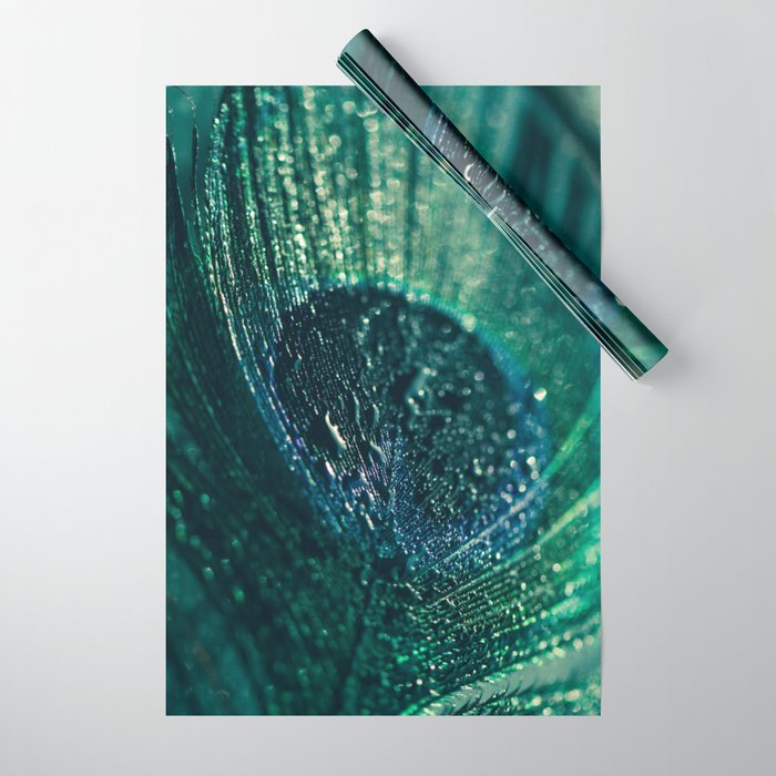 Peacock Feather Macro Wrapping Paper