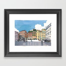 Piazza di Santa Maria, Trastevere, Rome. Framed Art Print