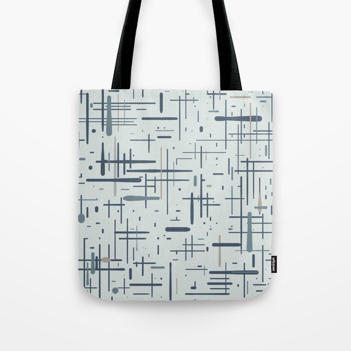 Mid-Century Modern Kinetikos Pattern in Light Ice Blue and Neutral Blue Gray Tones  Tote Bag