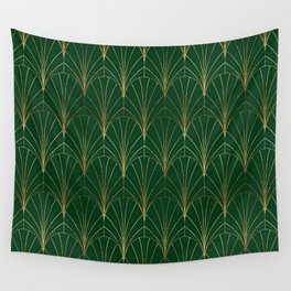 Art Deco Waterfalls // Emerald Green Wall Tapestry