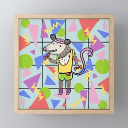 Retro 80's Possum Triangle Aesthetic - Memphis Style Framed Mini Art Print