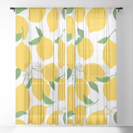 Lemon fruit colorful nature cartoon pattern Sheer Curtain