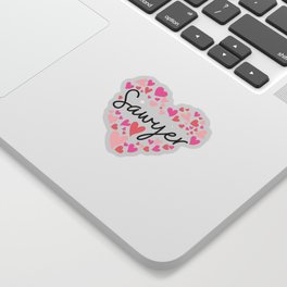 Sawyer, red and pink hearts Sticker