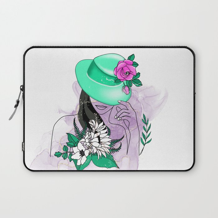 Women face with flowers Laptop Sleeve