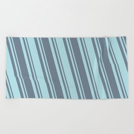 [ Thumbnail: Powder Blue & Slate Gray Colored Stripes Pattern Beach Towel ]