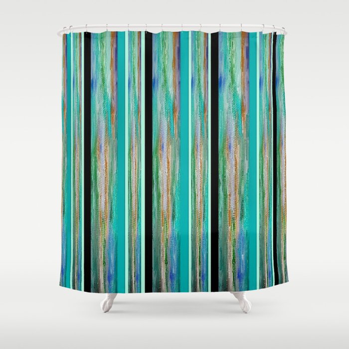 Energy In Green Blue Black And Gold Shower Curtain By Jenartanddesign Energy In Green Blue Black And Gold Shower Curtain By Jenartanddesign