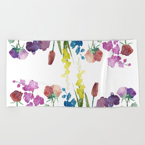 Color Flowers Beach Towel