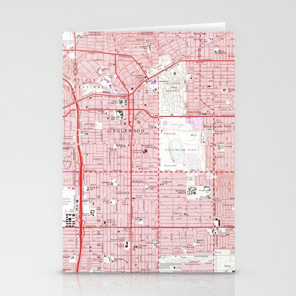 Vintage Map of Inglewood California (1964) Stationery Cards by