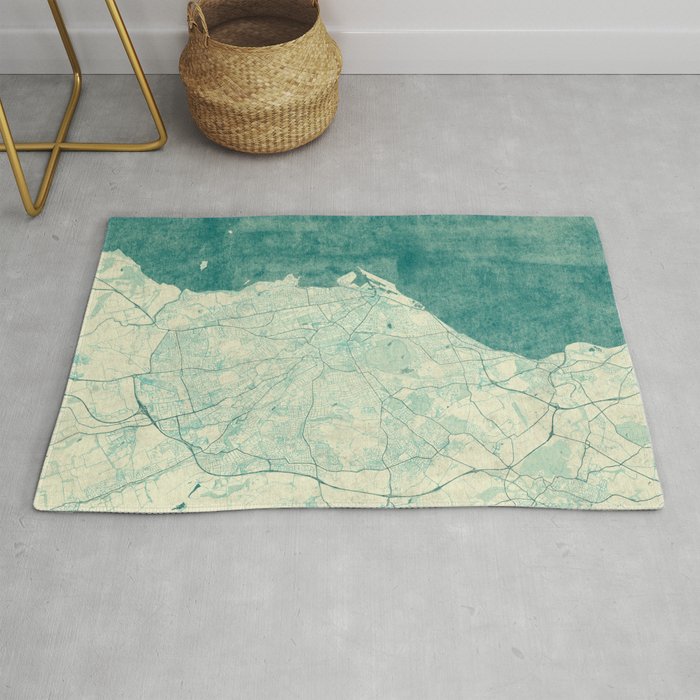Edinburgh Map Blue Vintage Rug by City Art Posters Society6