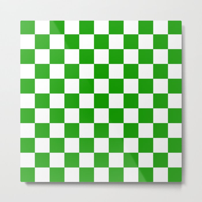 Checker Texture (Green & White) Metal Print