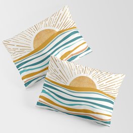 The Sun and The Sea - Gold and Teal Pillow Sham