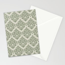 Victorian Gothic Pattern 527 Sage Green and Beige Stationery Card