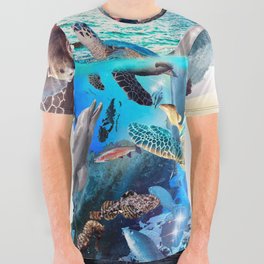 Ocean African Japanese Animal Animals Group Scene All Over Graphic Tee