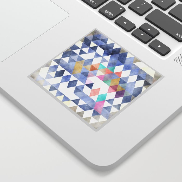 Abstract Blue Lilac Pink White Watercolor Argyle Triangles Sticker
