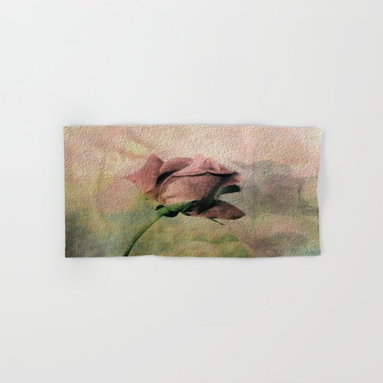 Painterly Pink Rose Bud Hand & Bath Towel