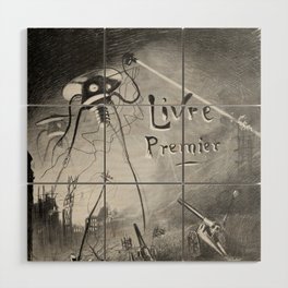 Arrival of the Martians - War of the Worlds vintage poster by Henrique Alvim Corrêa Wood Wall Art