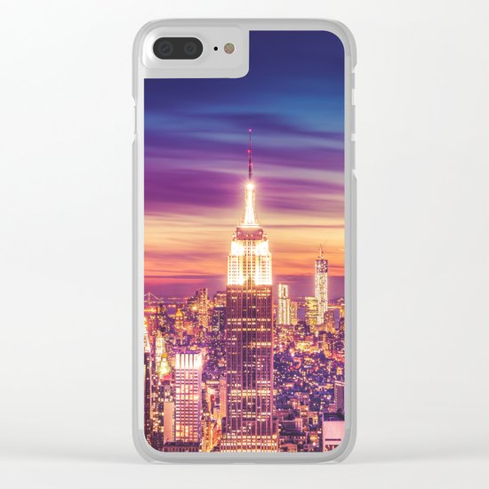 New York City Dusk Sunset Clear iPhone Case