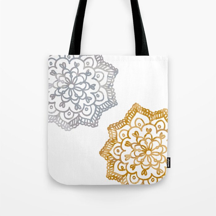 Gold and silver lace floral Tote Bag