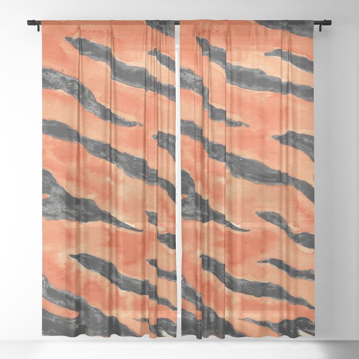 Tiger Stripes (Orange/Black) Sheer Curtain