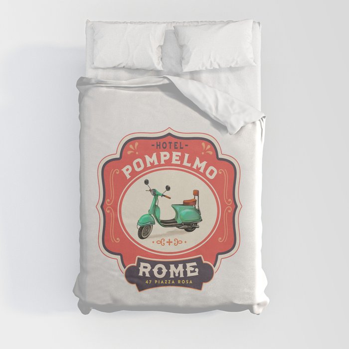 Hotel Pompelmo - Rome, Italy. Vintage Travel Art Duvet Cover