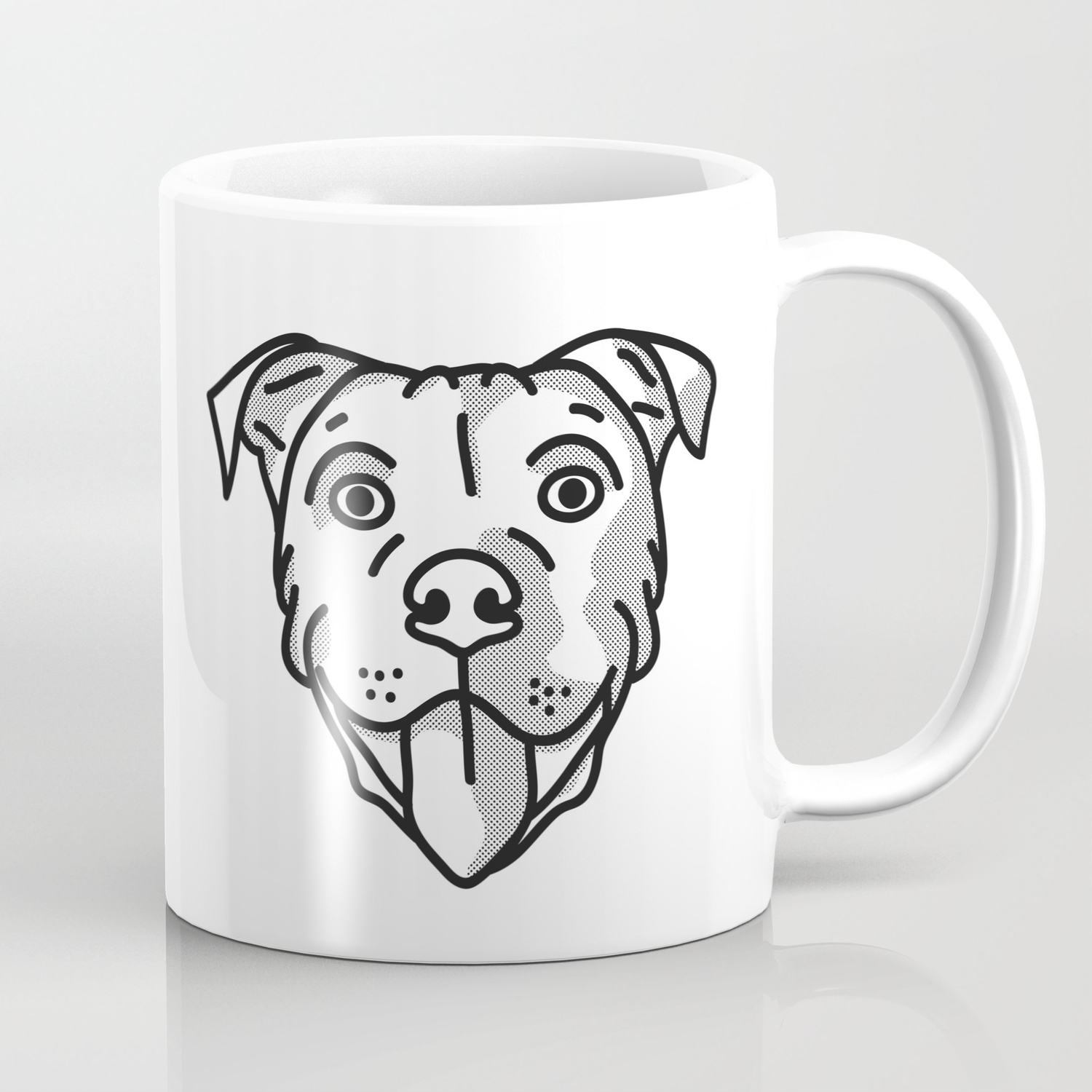 pitbull dog print black and white halftone coffee mug by oddsanddogs