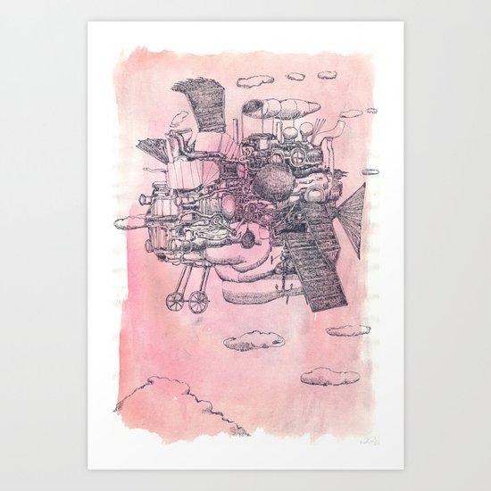 Màqina voladora imaginaria amb coa de peix Art Print