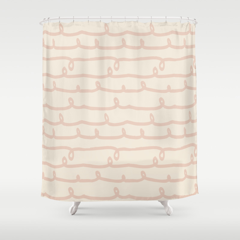 Vine Stripes Vintage Pink On Rose Petal Cream Shower Curtain By