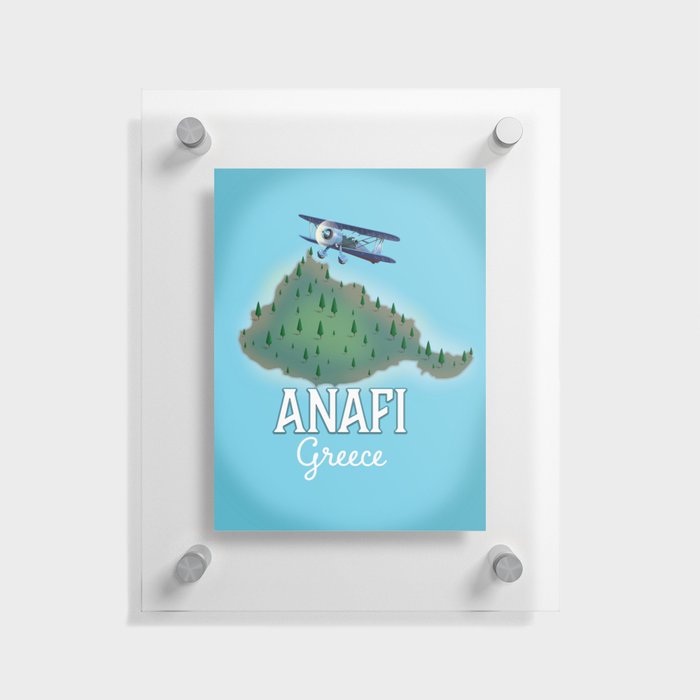 Anafi Greece travel map. Floating Acrylic Print