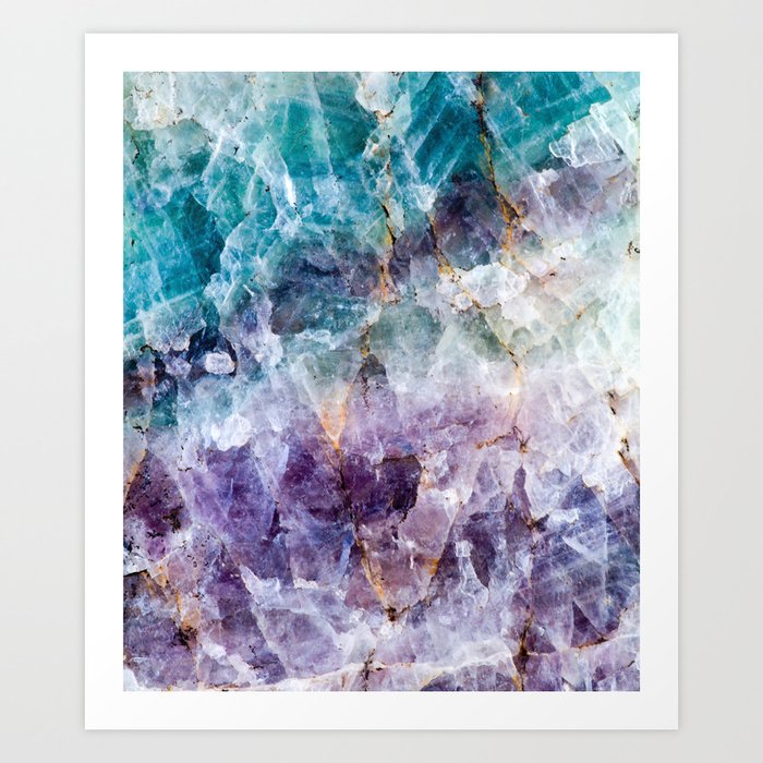 Turquoise Amp Purple Quartz Crystal Art Print By Thequarry
