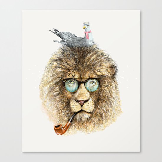 Lion sailor & seagull Canvas Print