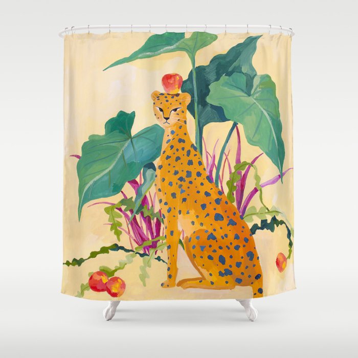 Cheetah and Apples Shower Curtain