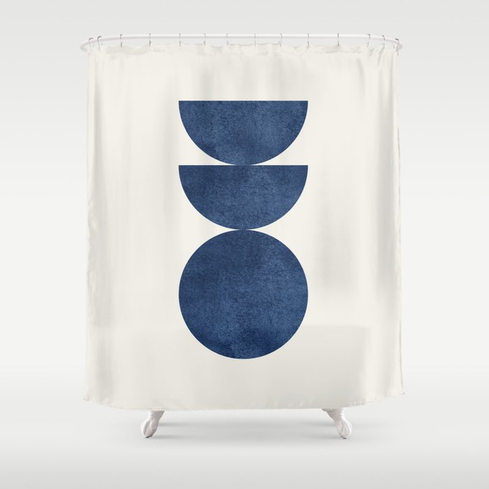Woodblock Navy Blue Mid Century Modern, Navy And Blue Shower Curtain