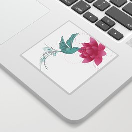 hummingbird in lotus Sticker