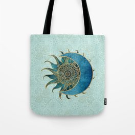 Sun And Moon Universe Celestial Art Gold And Turquoise Tote Bag