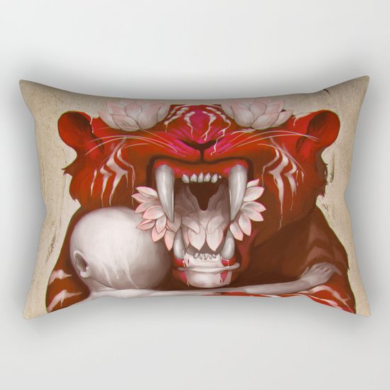 The Lotus Tiger Rectangular Pillow