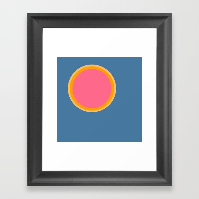 SOL - Pink Colourful Geometric Minimalistic Retro Art Pattern Design Framed Art Print