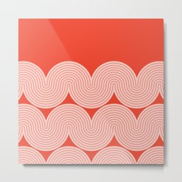 Abstract Wave Lines Pattern in Rose gold and Rust themed Metal Print