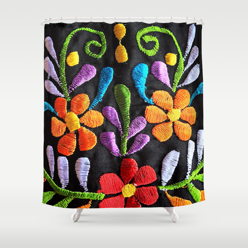 Mexican Flowers Shower Curtain By Tina, Mexican Style Shower Curtain