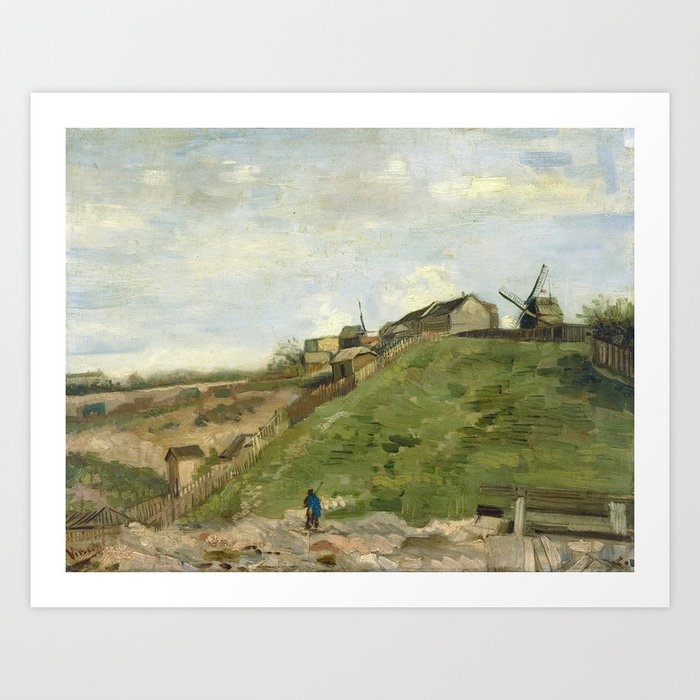 The hill of Montmartre with stone quarry by Vincent van Gogh Art Print