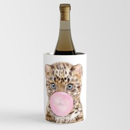 Baby Leopard Blowing Bubble Gum by Zouzounio Art Wine Chiller
