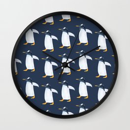 Seamless watercolor pattern with penguin Wall Clock