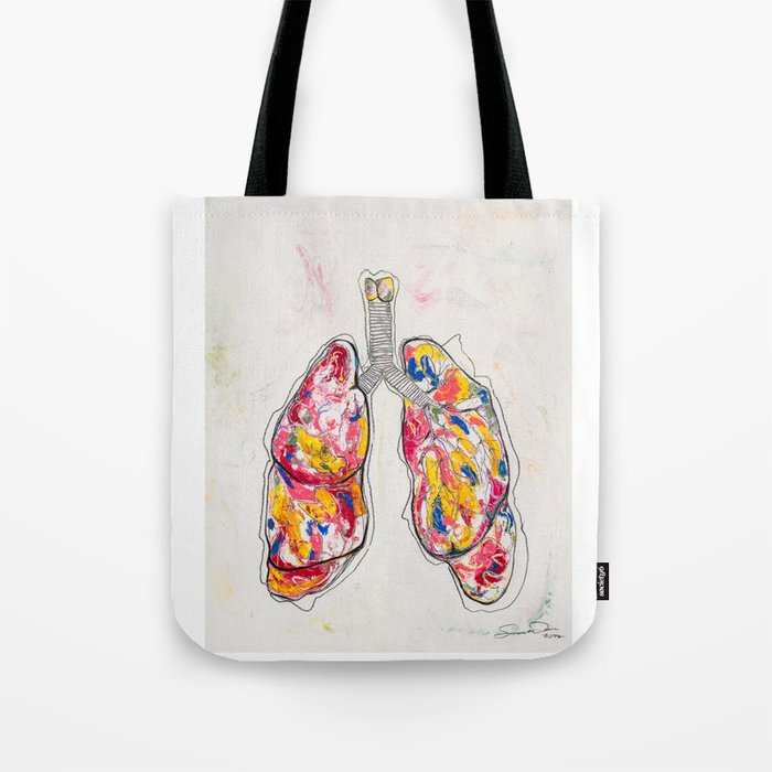 PinkBlueYellow Lungs  Tote Bag