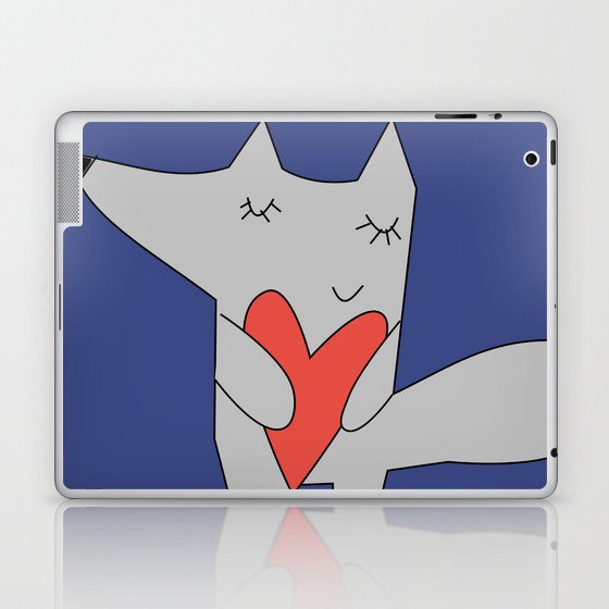 Fox in love blue Laptop & iPad Skin