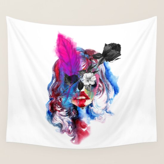 Skull Girl Wall Tapestry