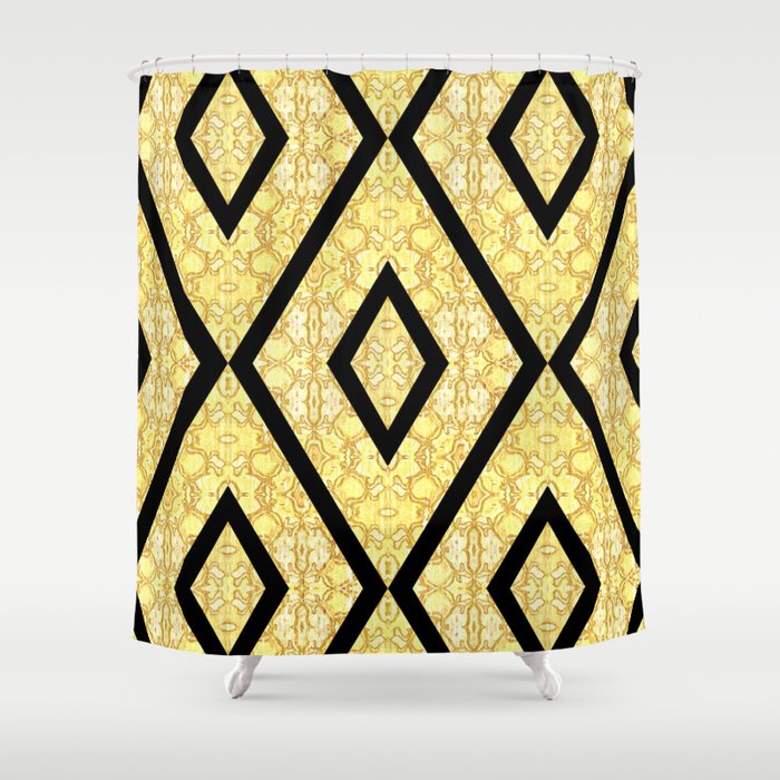 Imperial Triangles Yellow Shower Curtain