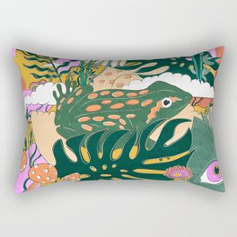 Psychedelic Jungle- frog and flowers  Rectangular Pillow