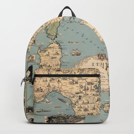 1935 Vintage Map of Italy and Vatican City Backpack | Naples, Rome, Europe, Mediterranean, Italy, Croatia, Vintagemap, Bologna, Genoa, Drawing 