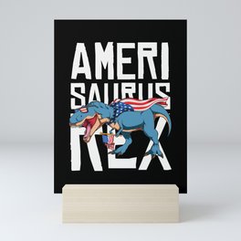 Amerisaurus Rex Funny Patriotic Dinosaur Mini Art Print