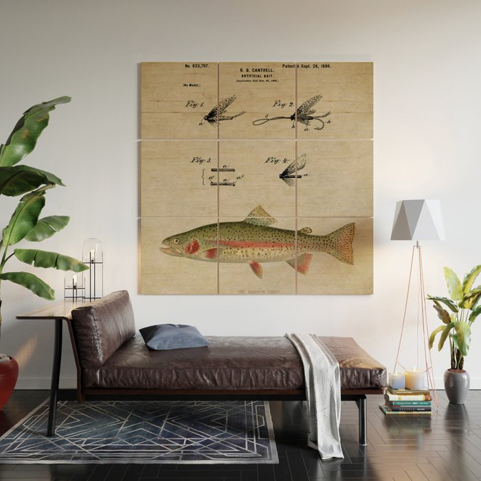 Vintage Rainbow Trout Fly Fishing Lure Patent Game Fish Identification  Chart Wood Wall Art by Atlantic Coast Arts and Paintings